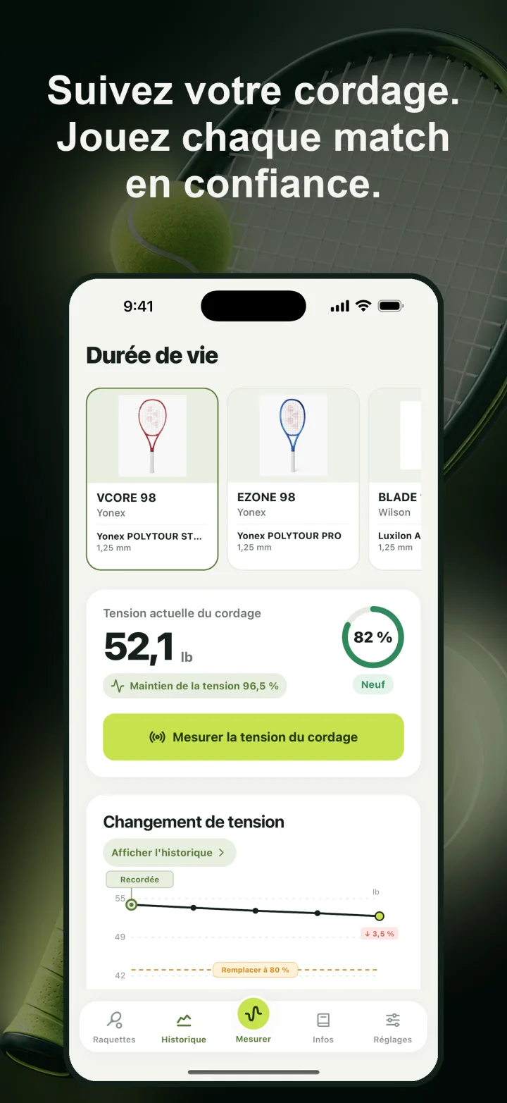 Suivez votre cordage. Jouez chaque match en confiance.