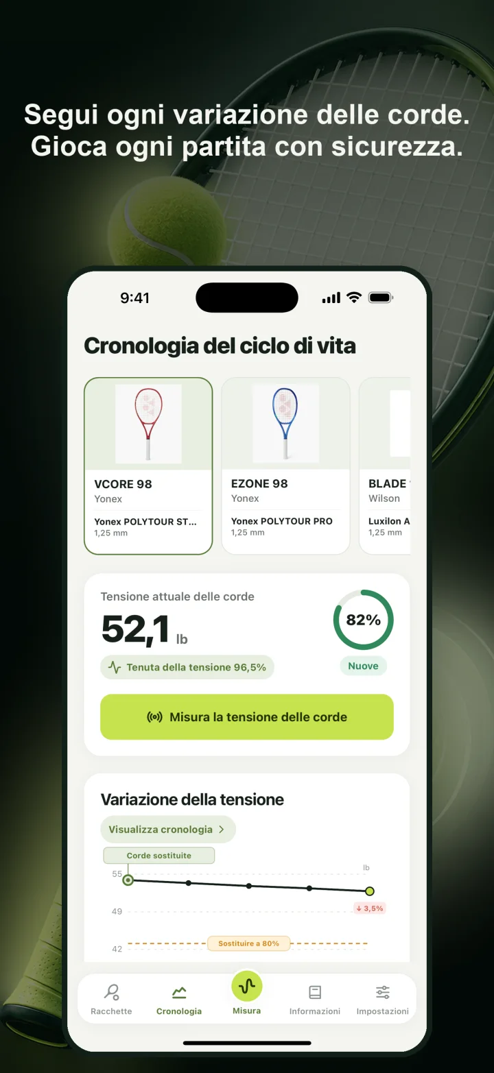 Segui ogni variazione delle corde. Gioca ogni partita con sicurezza.