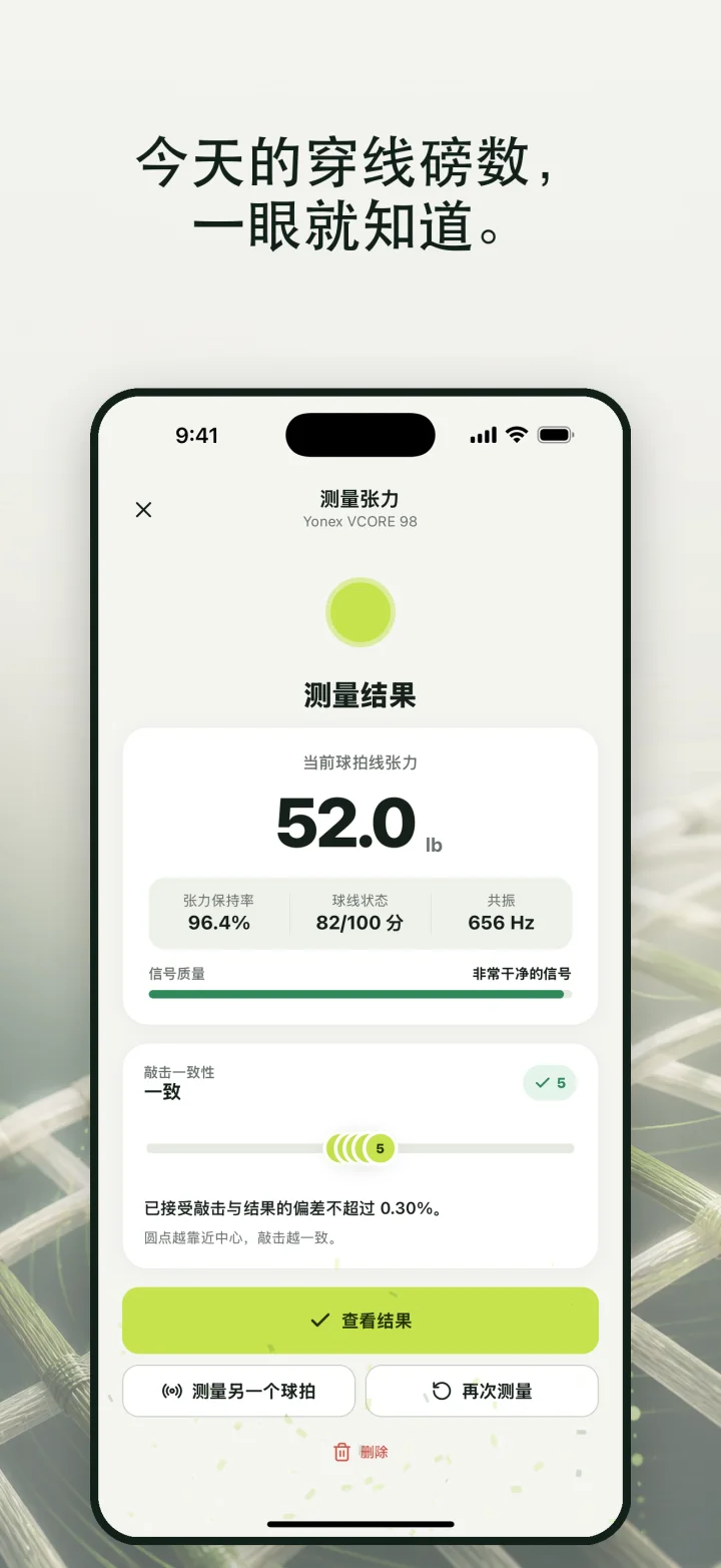 今天的穿线磅数, 一眼就知道。