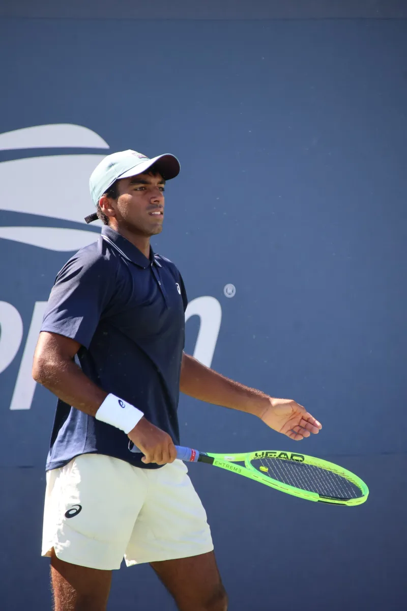 Nishesh Basavareddy practising at the US Open