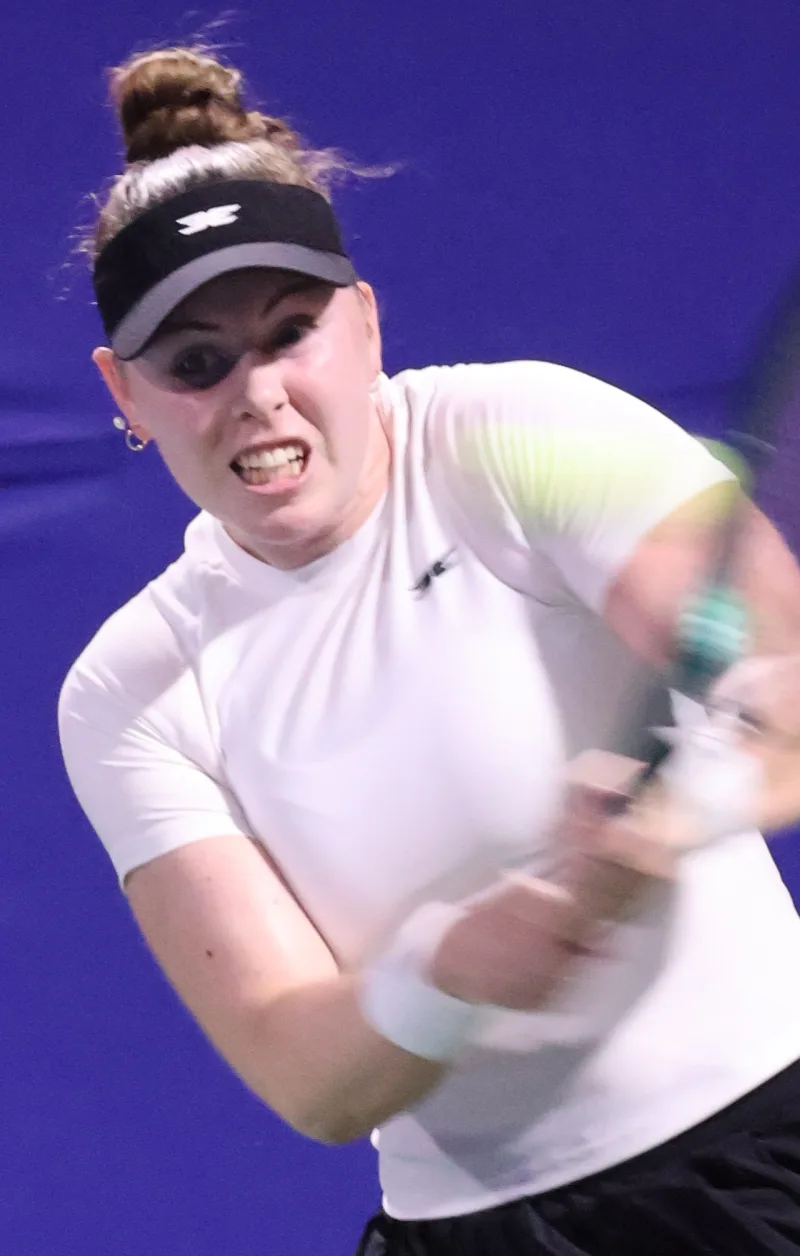 Talia Gibson in second-round qualifying at the Cary Tennis Classic