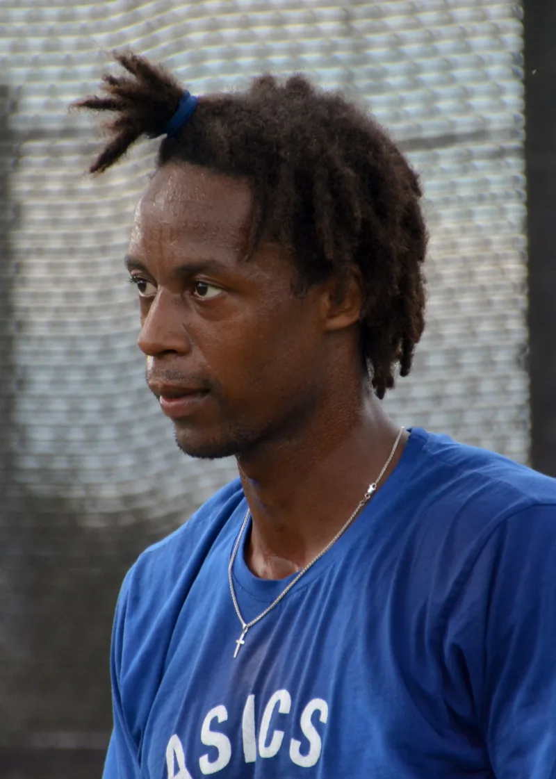 Gael Monfils practising in Montreal