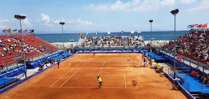 The main tennis court at the Summer Universiade in Naples